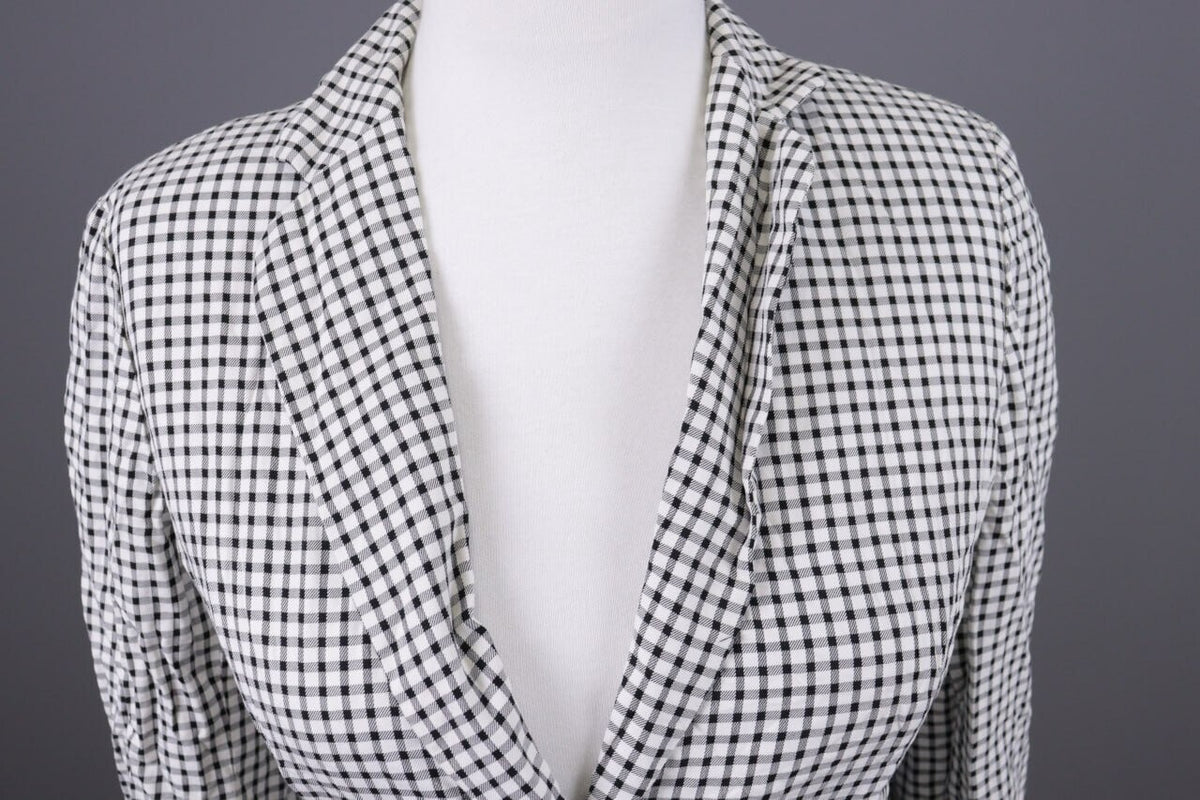Max Mara White & Black 3/4 Sleeve Check Blazer Jacket – Size I 40 / USA 6