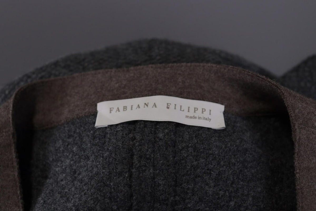 FABIANA FILIPPI Gray Wool Silk Cashmere Knit Button Dowm Blazer Jacket I 44 / M