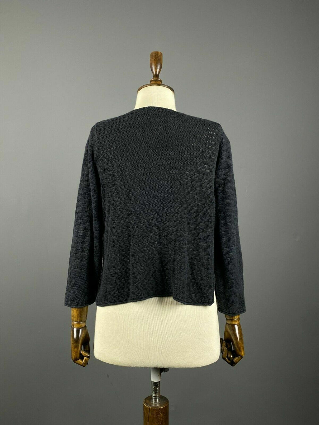 Gudrun Sjoden Black Knit Crochet Cardigan Sweater – Women's S