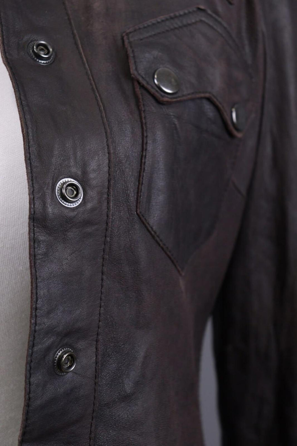 ALLSAINTS Brown Snap Leather Biker Jacket – Size XS