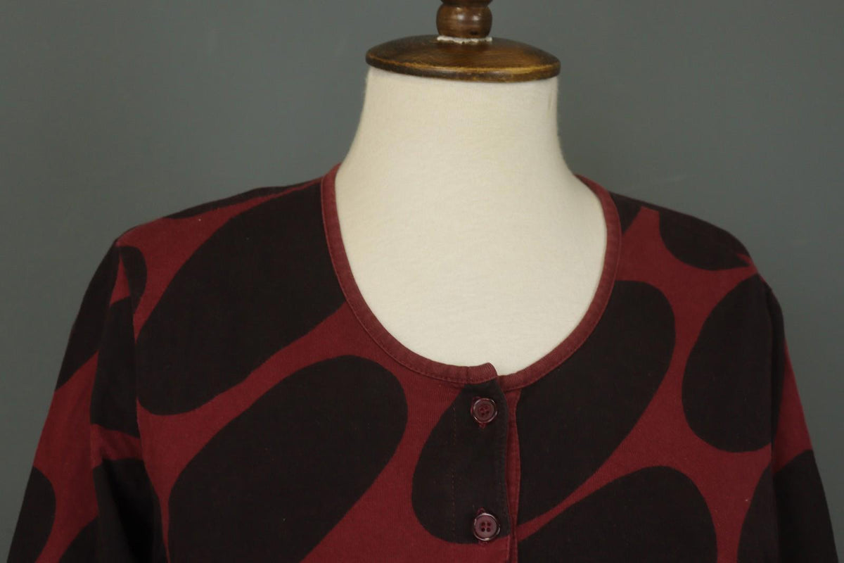 MARIMEKKO MIKA PIIRAINEN Multi Polka Dot 100% Cotton Round Neck Blouse Top Sz M