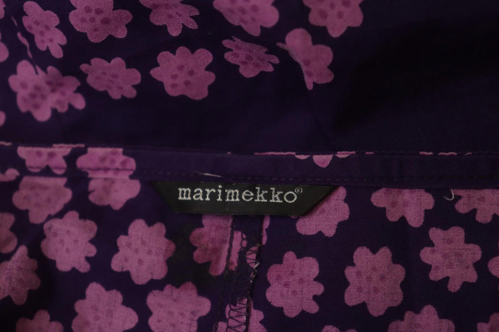 MARIMEKKO Mika Piirainen Purple Floral Cotton Long Sleeve Shift Dress – Size 36