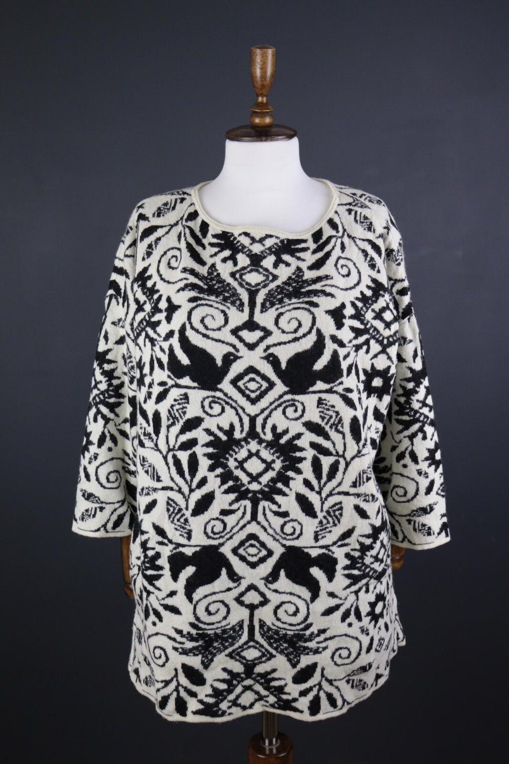 GUDRUN SJODEN Multicolor Floral Wool Long Sleeve Knit Sweater Dress – Size M