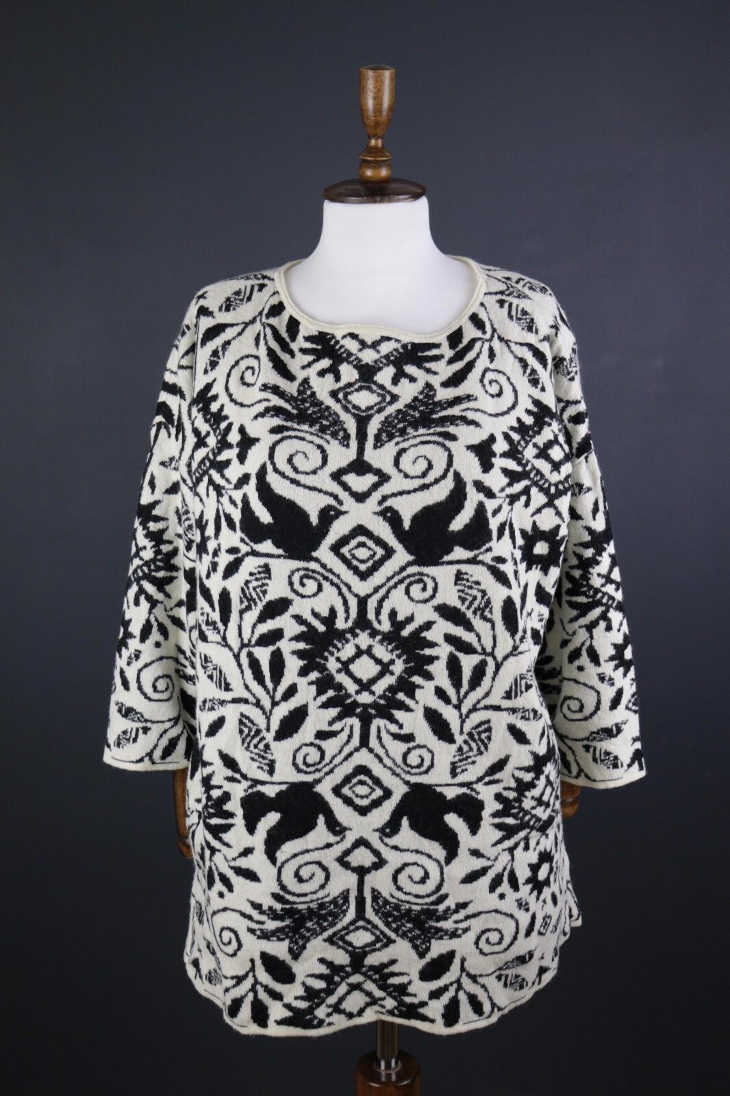 GUDRUN SJODEN Multicolor Floral Wool Long Sleeve Knit Sweater Dress – Size M