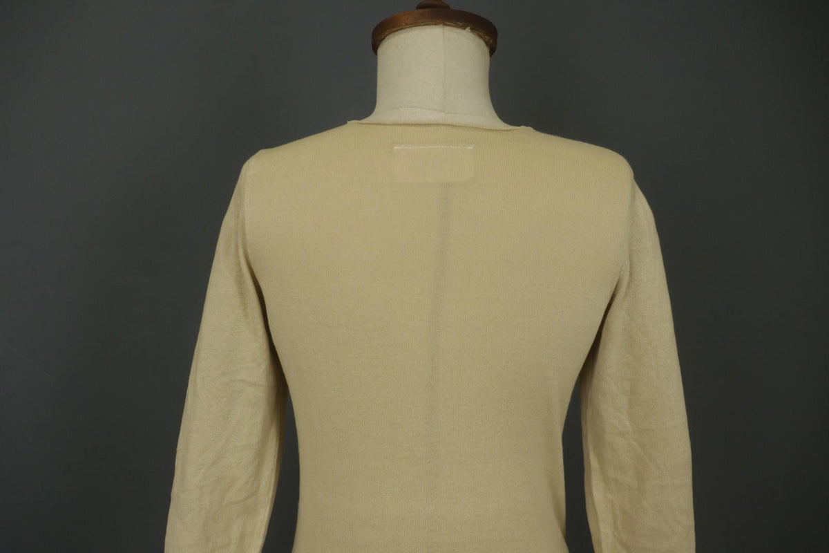 MAISON MARTIN MARGIELA Tan Cotton Knitted Raglan Sleeve Pullover Sweater – Size S – Used
