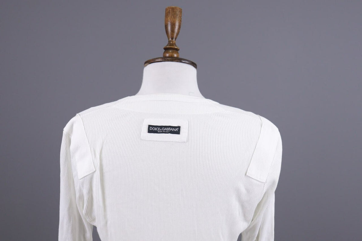 Dolce&Gabanna White V-Neck Pullover – Size 46