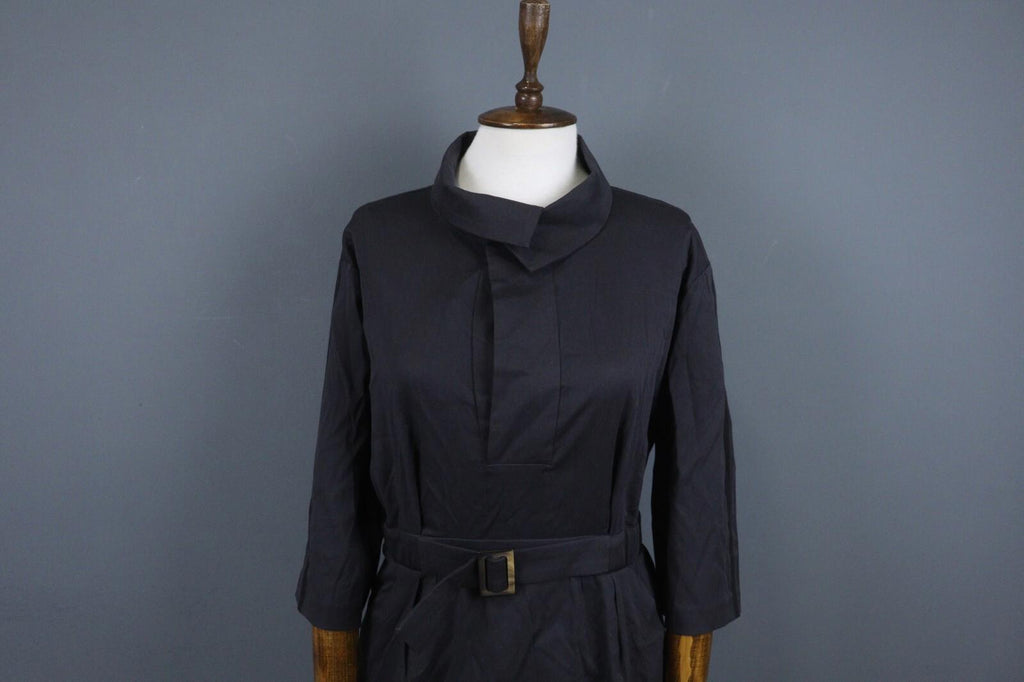 BA&SH Robe Sam Lady Dress Carbnone Collared Waist Belted Shirt Dress – Size 2