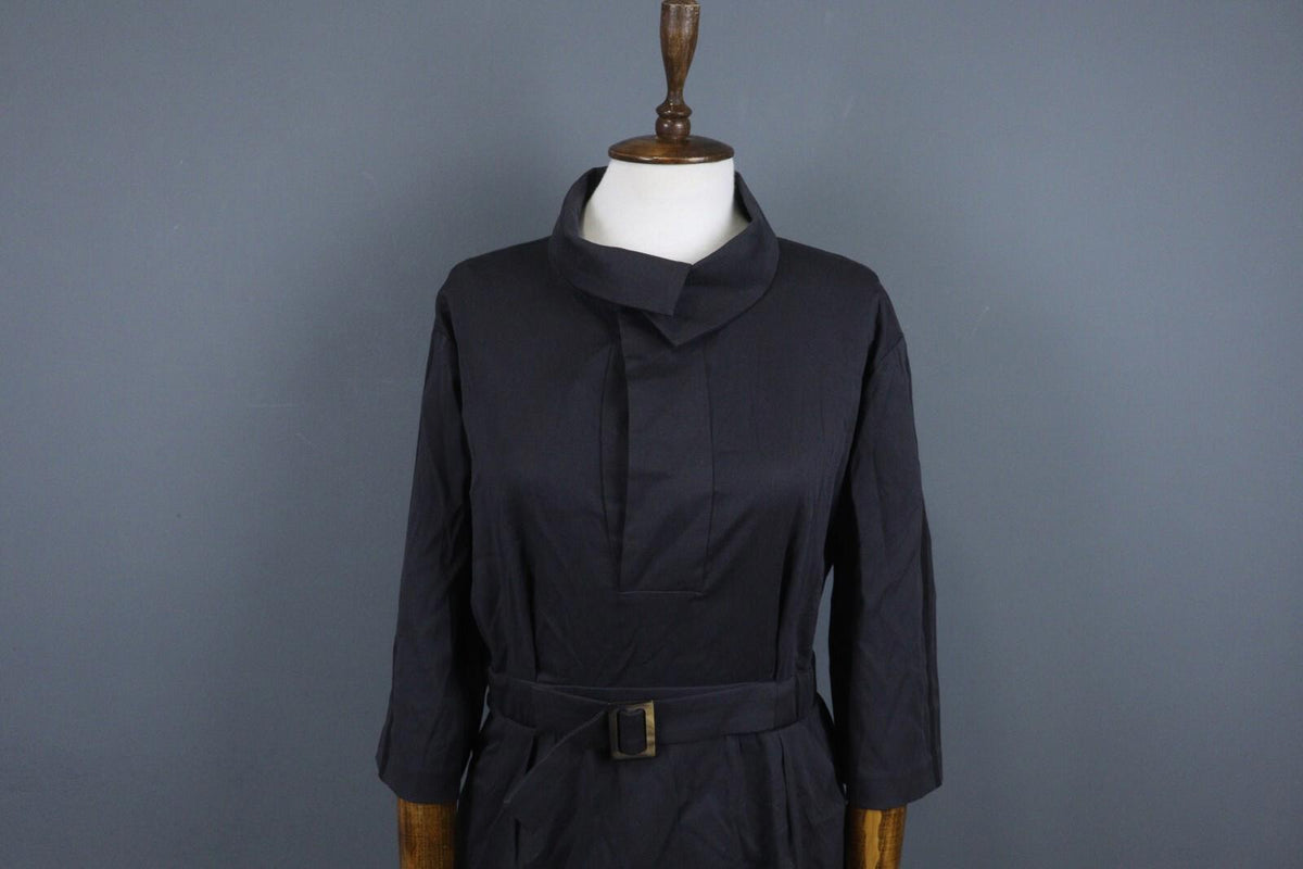 BA&SH Robe Sam Lady Dress Carbnone Collared Waist Belted Shirt Dress – Size 2