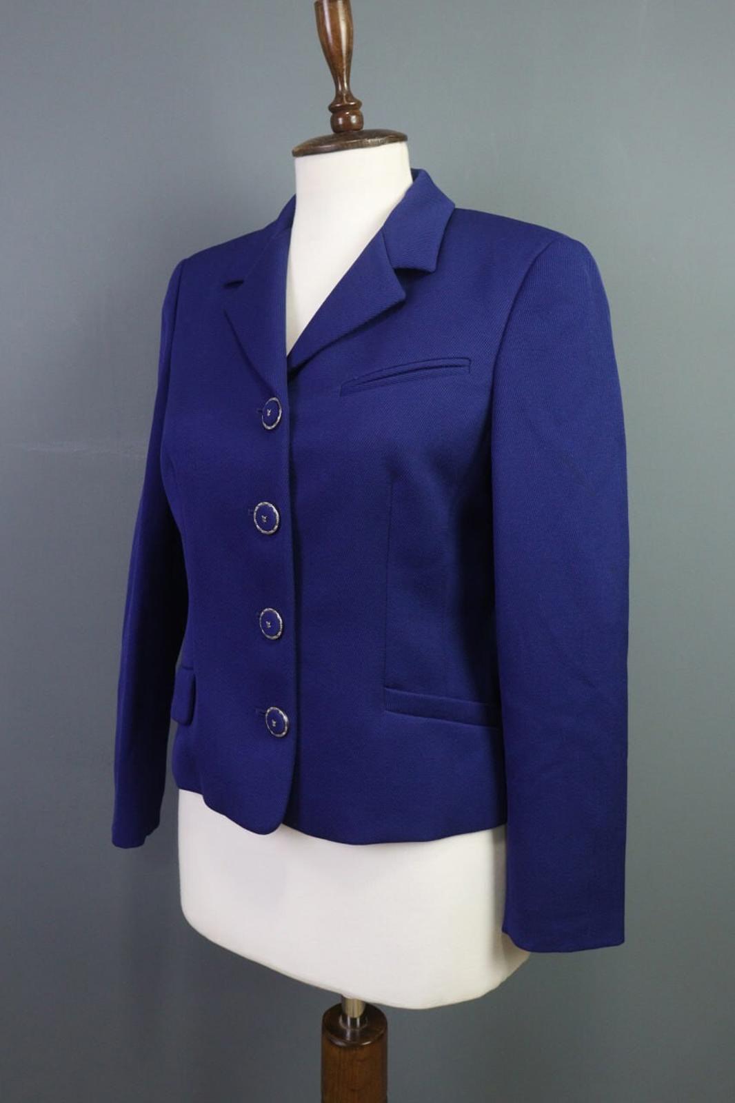 VERSACE CLASSIC V2 Blue Single Breasted Cropped Blazer Coat – Size 42