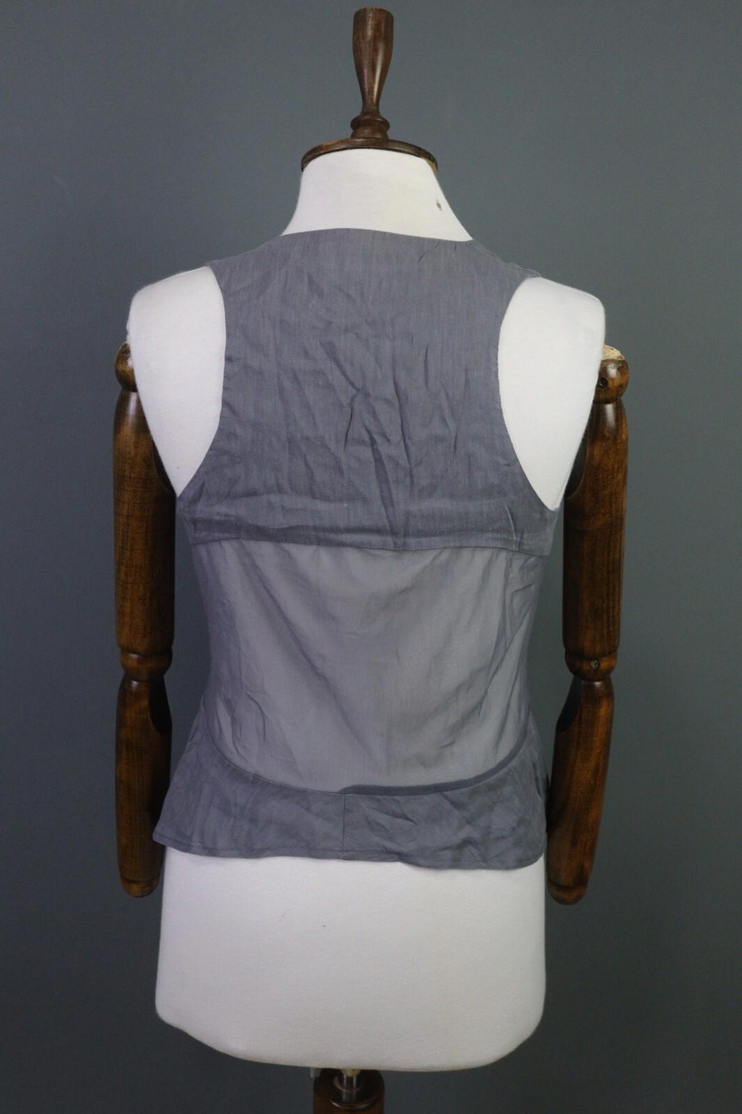 MARITH FRANCOIS GIRBAULD Gray Linen Rayon Tank Top Blouse Cropped Shirt – Size 29