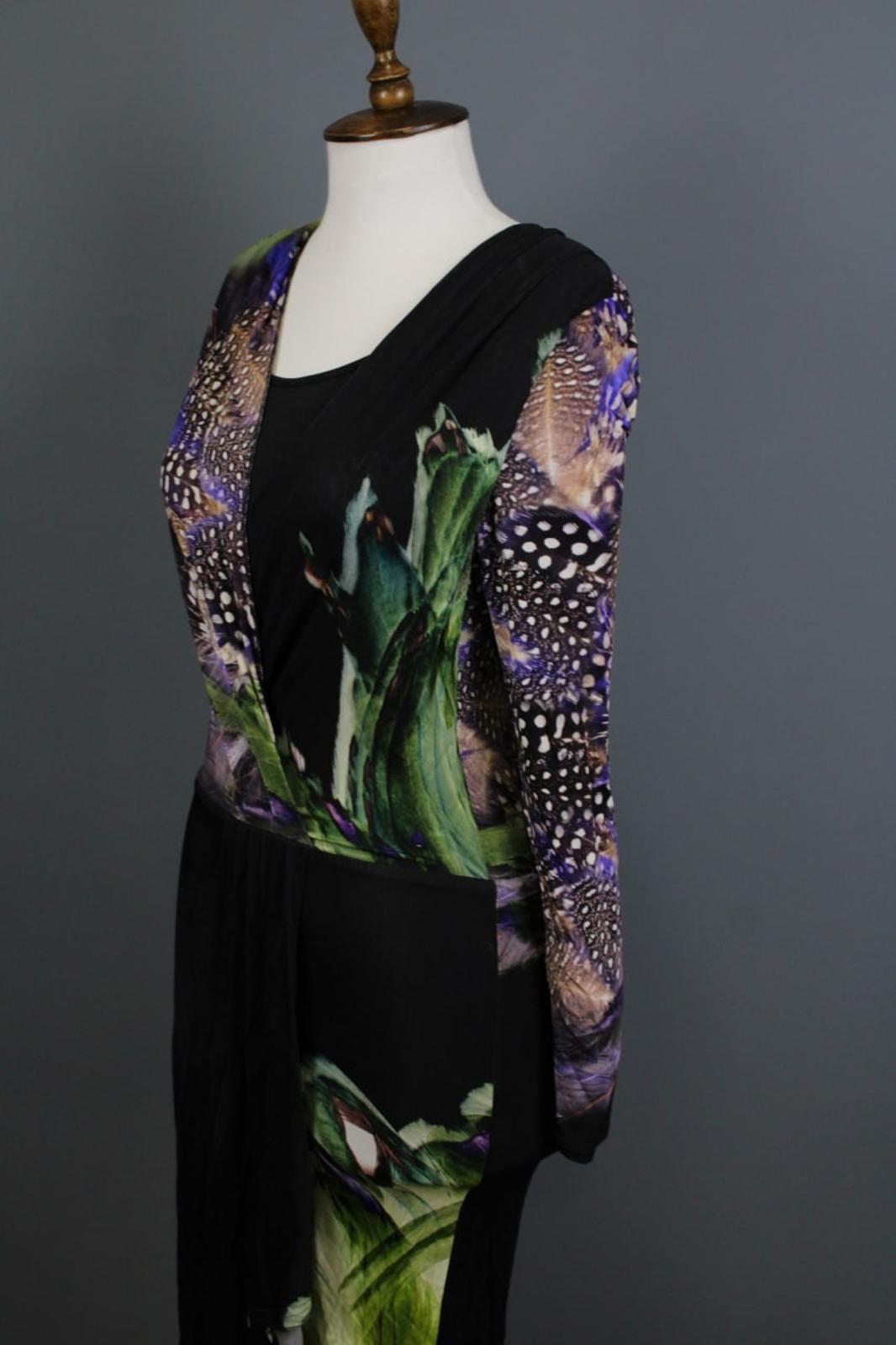 ETRO Multicolor Printed Lined Wrapped V-Neck Long Sleeve Bodycon Dress – Size 42