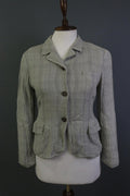 JIL SANDER Gray Plaid 100% Linen Three Button Blazer Jacket – Size 38