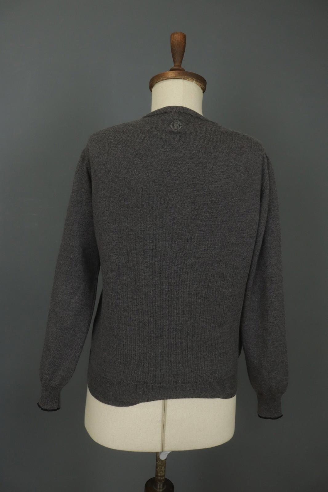 ROBERTO CAVALLI Gray Wool Knitted Raglan Sleeve Crew Neck Pullover Sweater Sz M