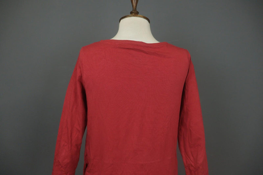 GUDRUN SJODEN Red Organic Cotton Long Sleeve Round Neck Sweater Dress – Size S