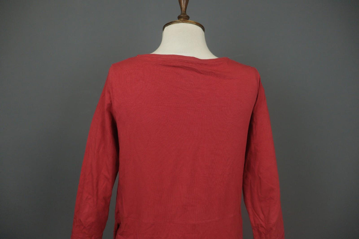 GUDRUN SJODEN Red Organic Cotton Long Sleeve Round Neck Sweater Dress – Size S