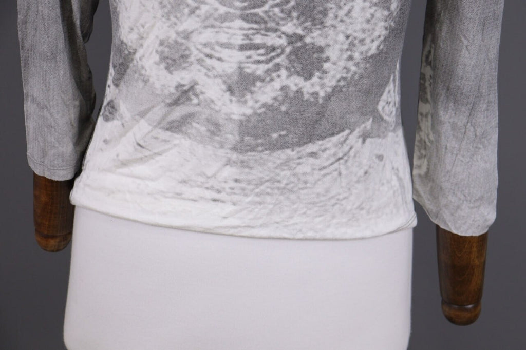 Sarah Pacini Gray Printed 3/4 Sleeve Lightweight Top Shirt One Size