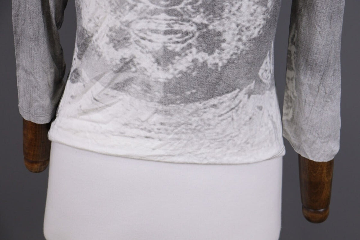 Sarah Pacini Gray Printed 3/4 Sleeve Lightweight Top Shirt One Size