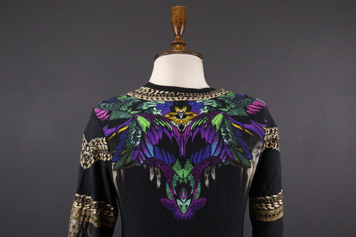 JUST CAVALLI Floral Paisley 3/4 Sleeve Top Shirt – Size S