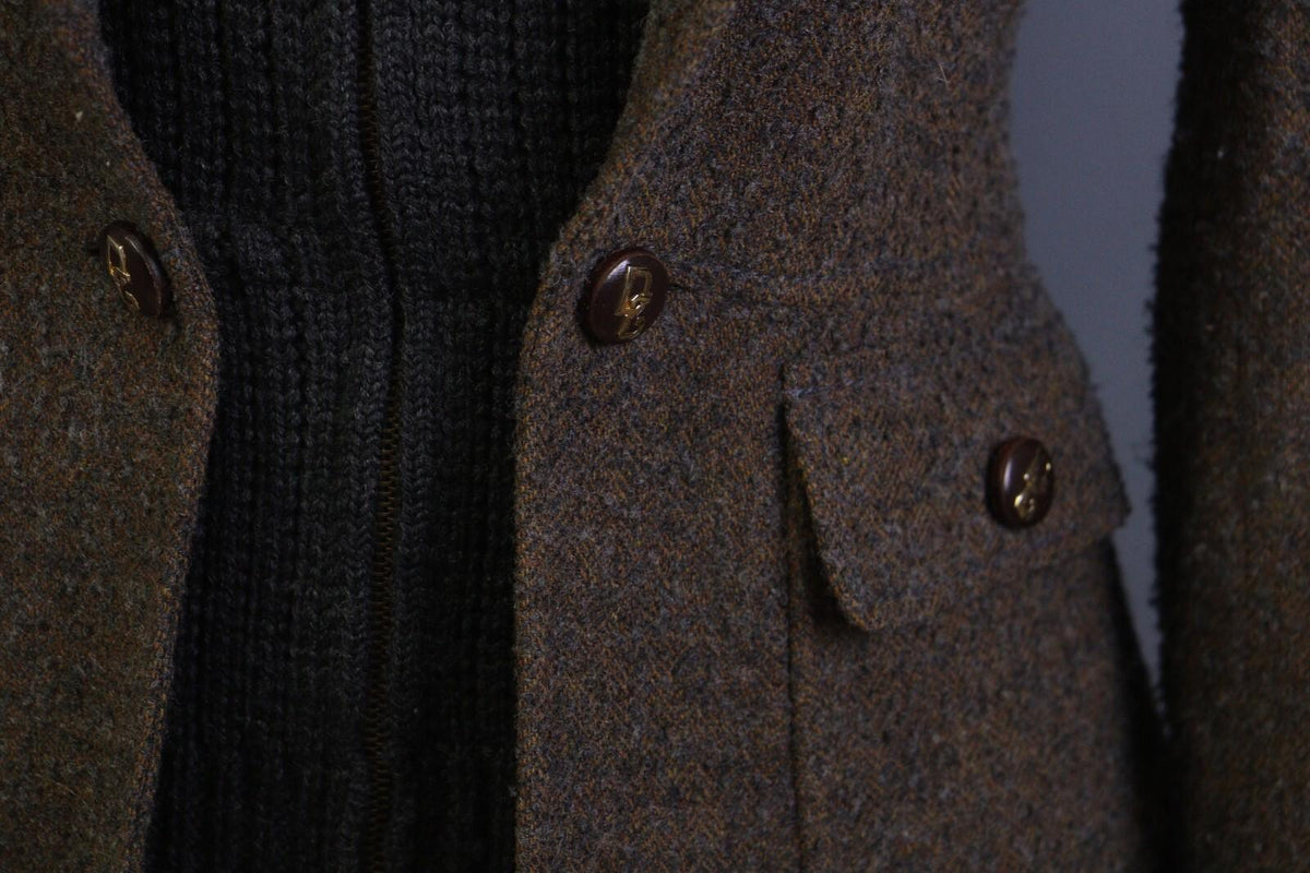 DOLCE&GABBANA Brown and Black Wool Full Zip Sweater with Blazer Jacket – Size 42