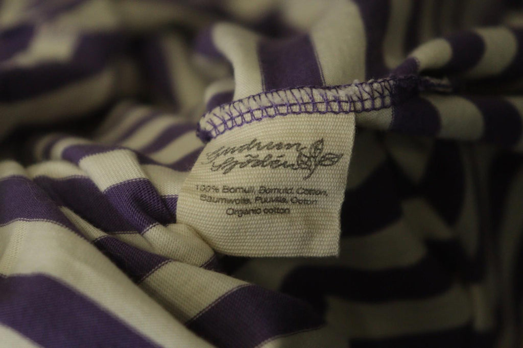GUDRUN SJODEN Purple White Striped 100% Cotton Long Sleeve Blouse Top – Size M