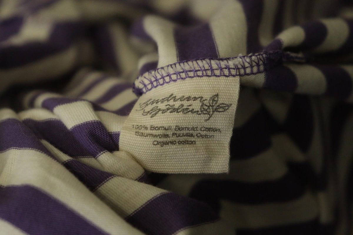 GUDRUN SJODEN Purple White Striped 100% Cotton Long Sleeve Blouse Top – Size M