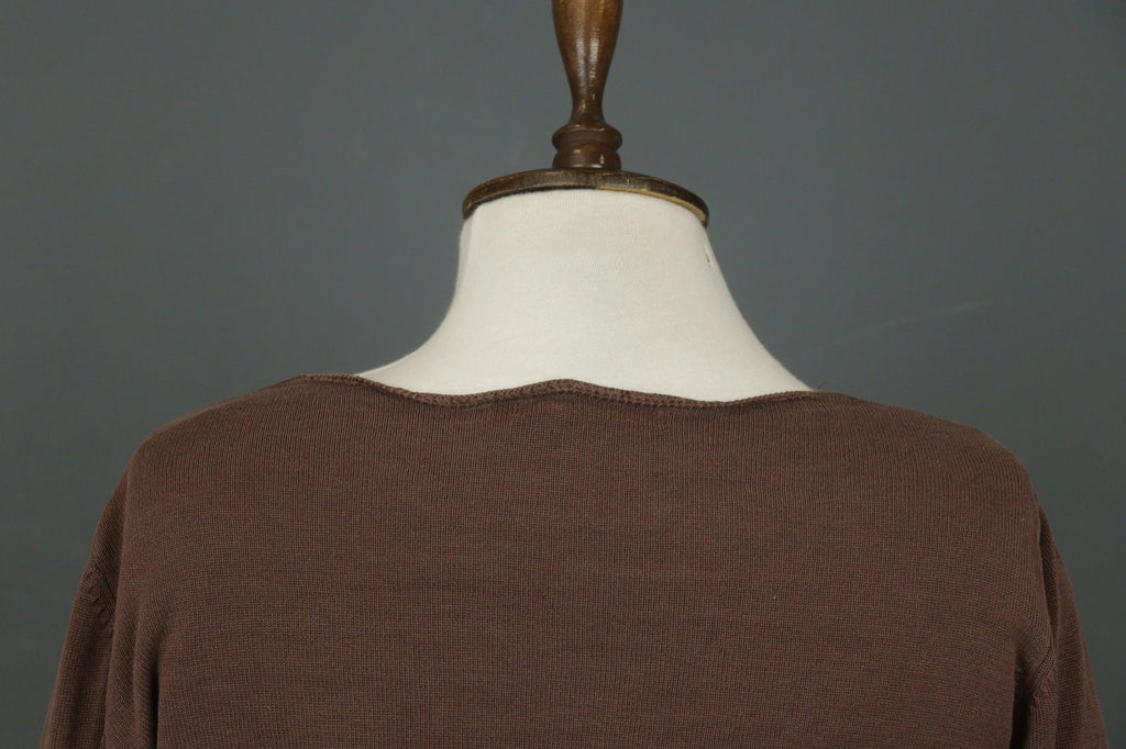 GUDRUN SJODEN Brown Silk Round Neck Long Sleeve Pullover Shirt Top – Size M