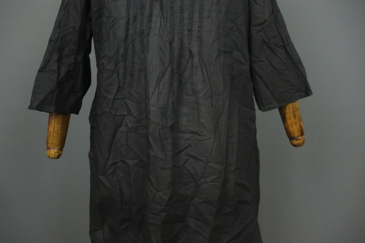 GUDRUN SJODEN Black Cotton Pintuck 3/4 Sleeve Button Front Shirt Dress – Size S