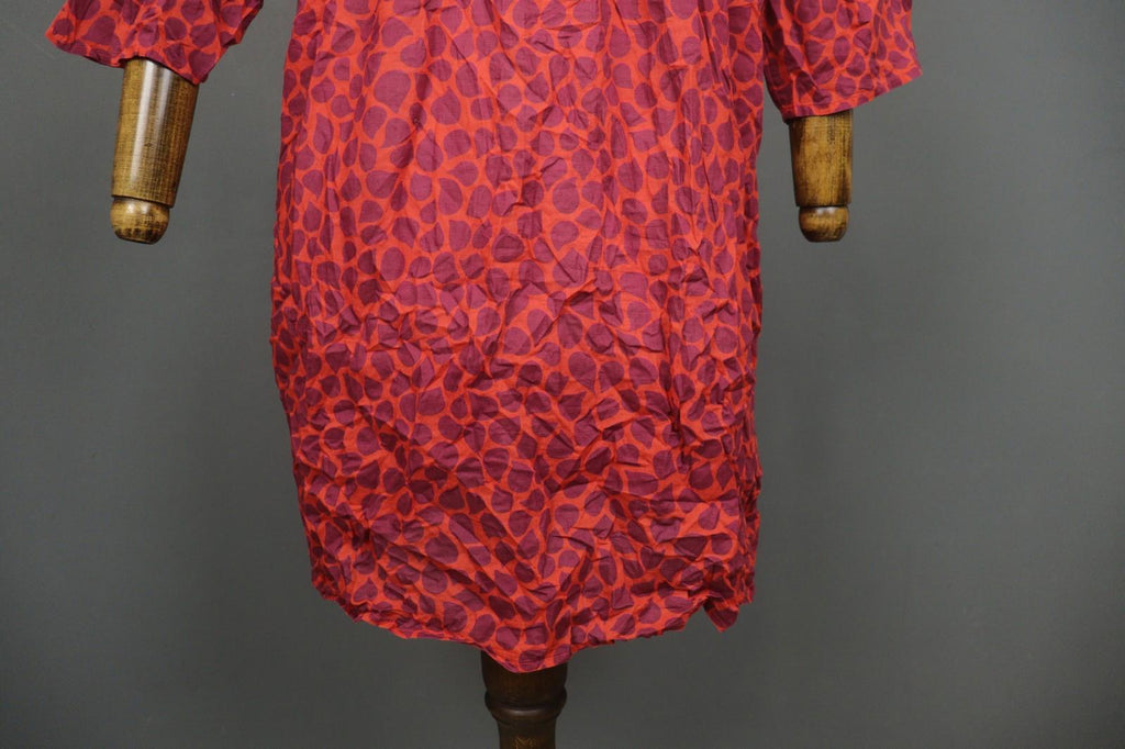 GUDRUN SJODEN Orange Abstract Casual Long Sleeve Button Front Shirt Dress – Size S