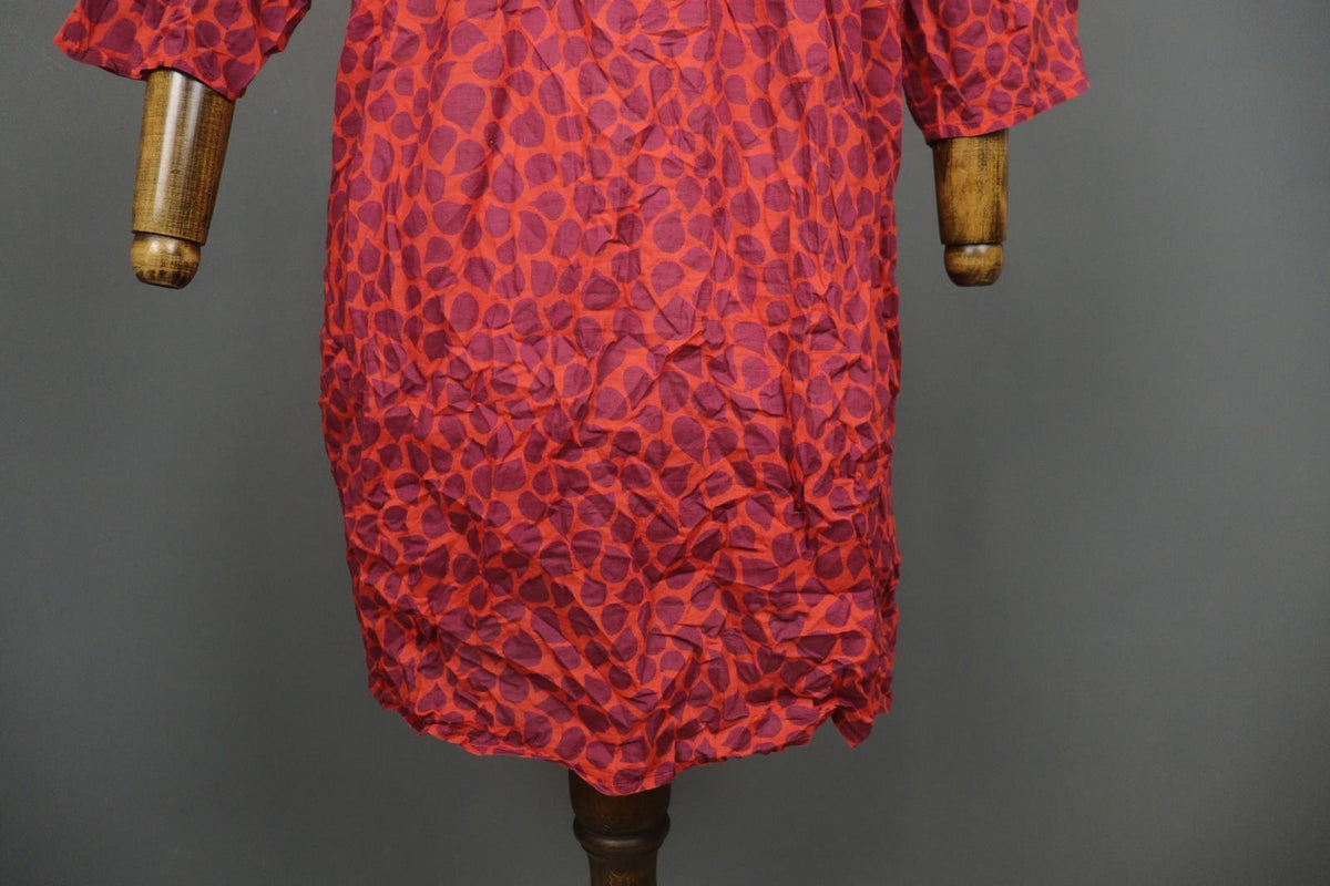 GUDRUN SJODEN Orange Abstract Casual Long Sleeve Button Front Shirt Dress – Size S