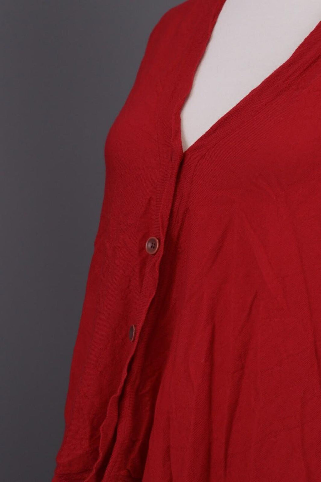 OSKA Red Knit Drape Long Sleeve Button Cardigan Sweater – Size 3