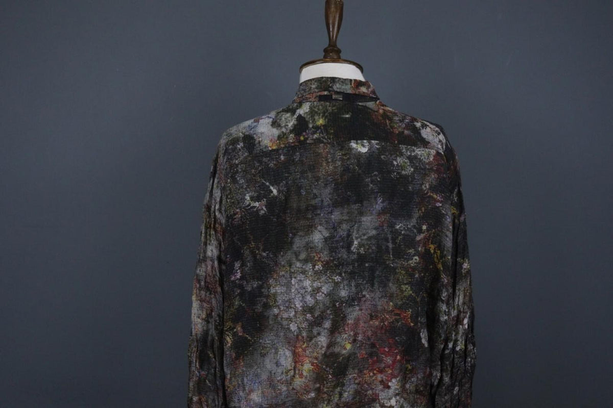 HIGH USE Multi Tie Dye Viscose Collar Long Sleeve Button Front Shirt Top – Size 6