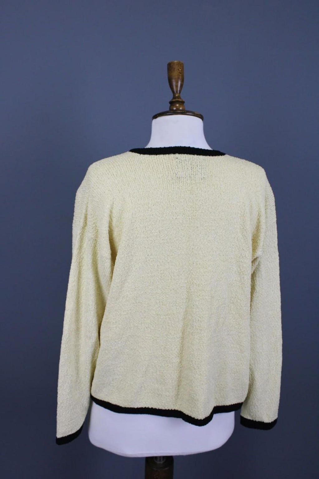 DOLCE & GABBANA Beige Black Lined Cotton Long Sleeve Open Front Cardigan M/L