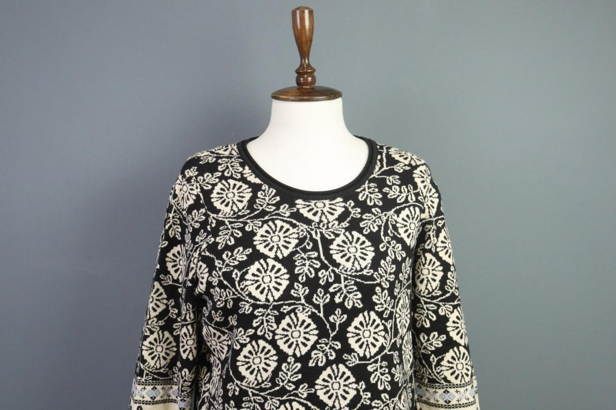 GUDRUN SJODEN Multicolor Floral Cotton Crew Neck Long Sleeve Sheath Dress – Size S