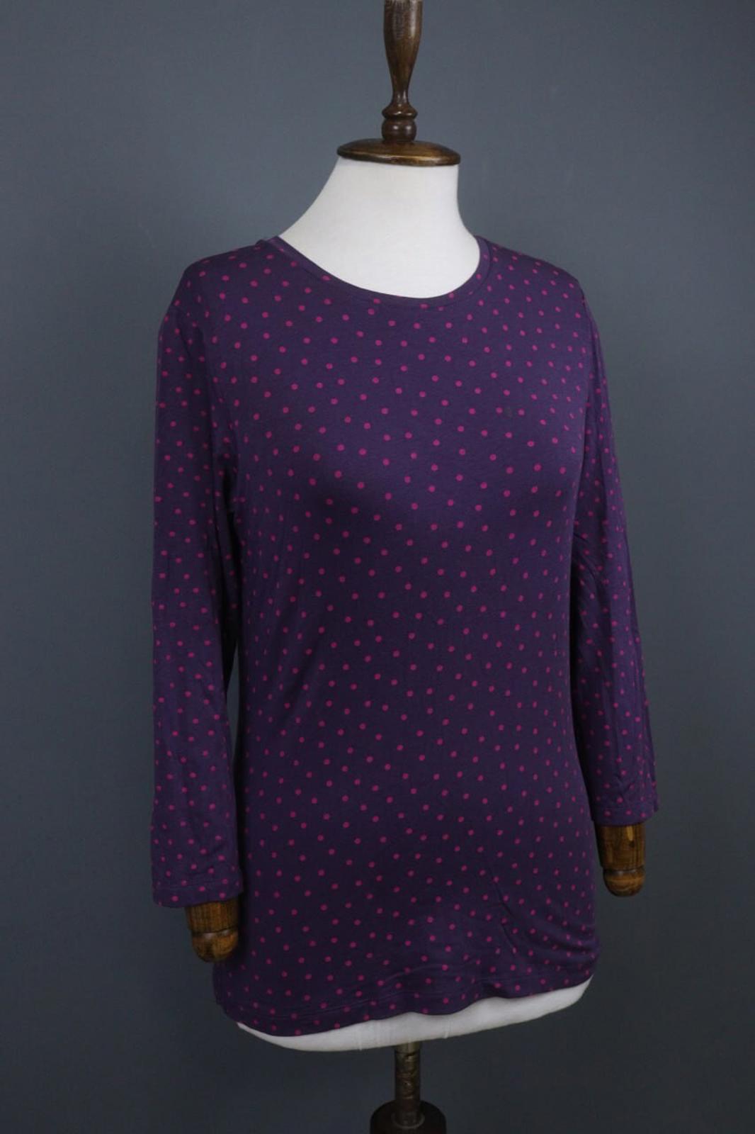 GUDRUN SJODEN Purple Polka Dot Modal Crew Neck Long Sleeve Blouse Top – Size S