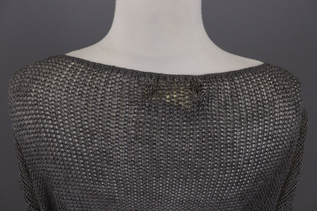 Denim & Supply Ralph Lauren Gray Open Knit Linen Crochet Knit Sweater – Size S