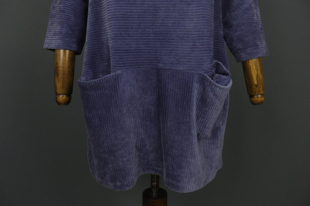GUDRUN SJODEN Purple Cotton Velour Round Neck Pullover Shift Dress – Size XS