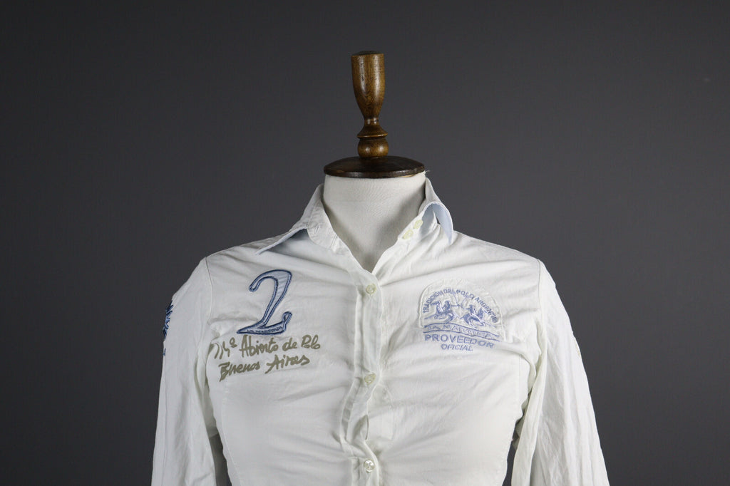 La Martina Argentina Pro Player White Blouse Long Sleeve Shirt – Size S