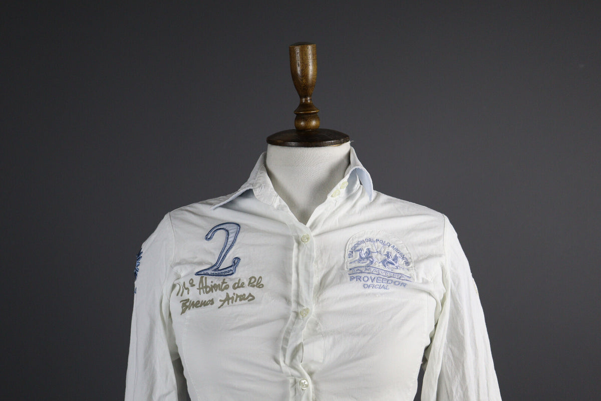 La Martina Argentina Pro Player White Blouse Long Sleeve Shirt – Size S