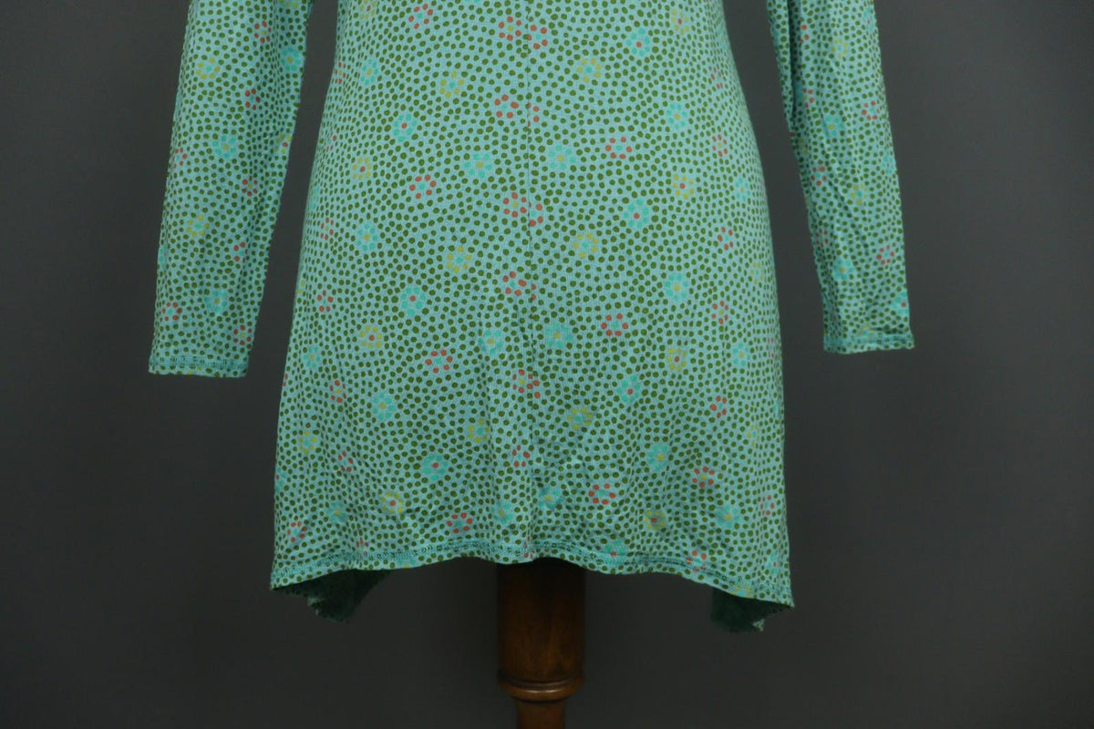 GUDRUN SJODEN Green Polka Dot V-Neck Long Sleeve Pullover Sheath Dress – Size M