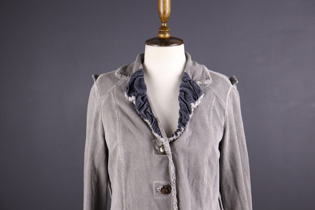 Bottega by Elisa Cvaletti Gray Lagenlook Lightweight Blazer Jacket – Size L