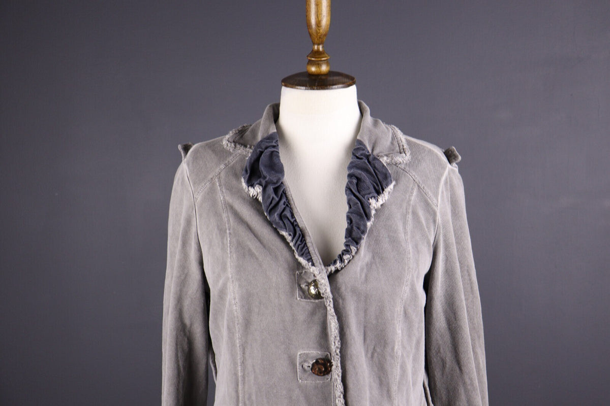 Bottega by Elisa Cvaletti Gray Lagenlook Lightweight Blazer Jacket – Size L