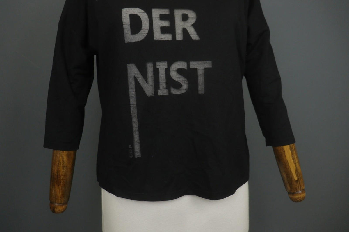 COP COPINE Black 3/4 Sleeve Crew Neck Regular Fit Pullover Modernist T-Shirt S/M