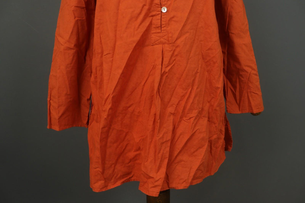 GUDRUN SJODEN Orange Cotton Long Sleeve V-Neck Button Front Shirt Dress – Size M
