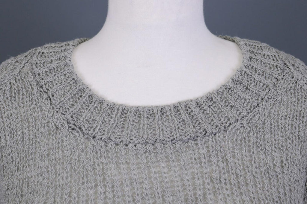 ANNETTE GORTZ Gray Open Knit Hemp Crew Neck Knit Sweater – Size S