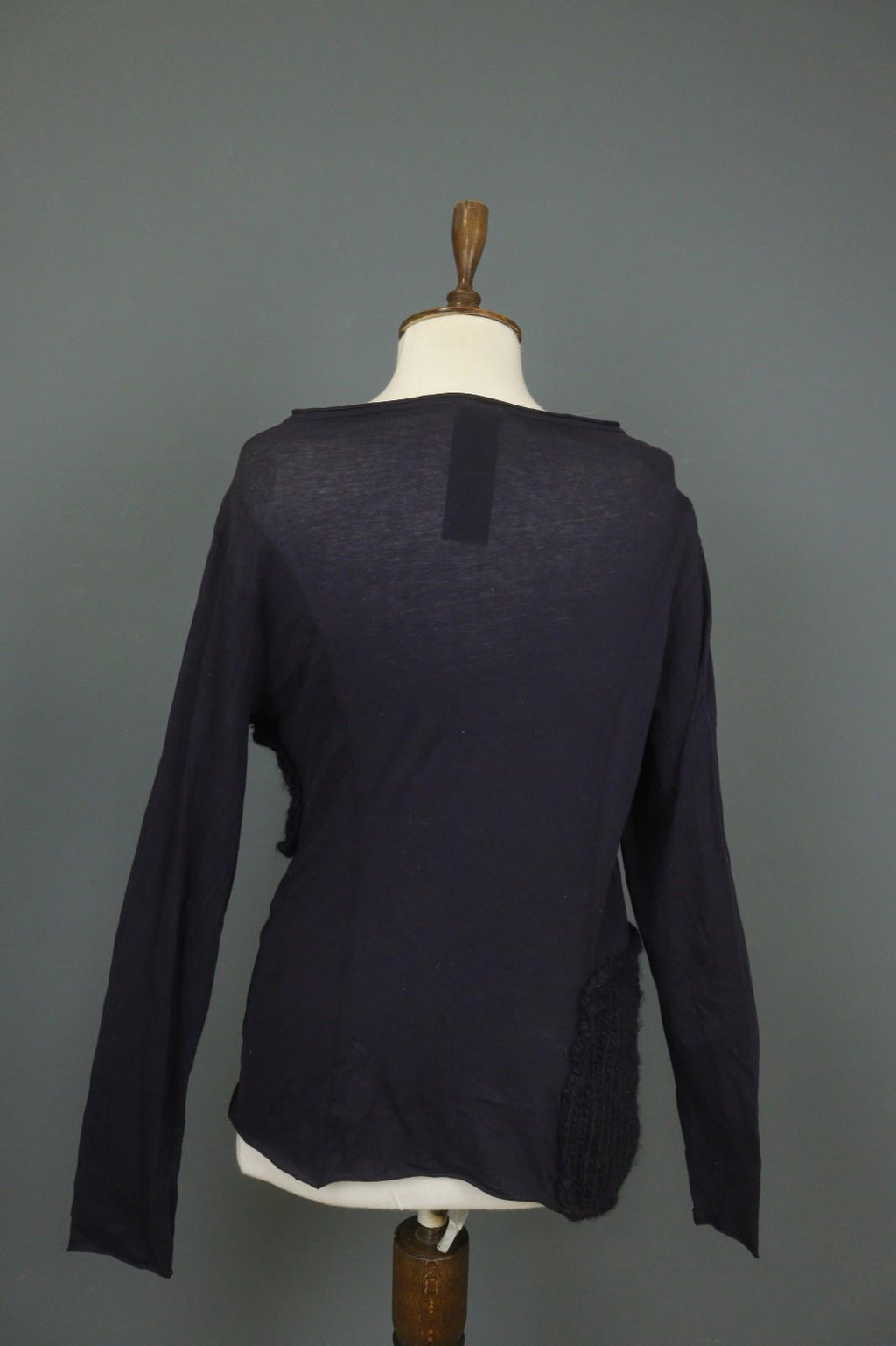 RUNDHOLZ Cardigan Navy Acrylic Knitted Regular Fit Long Sleeve Boat Neck Sz M