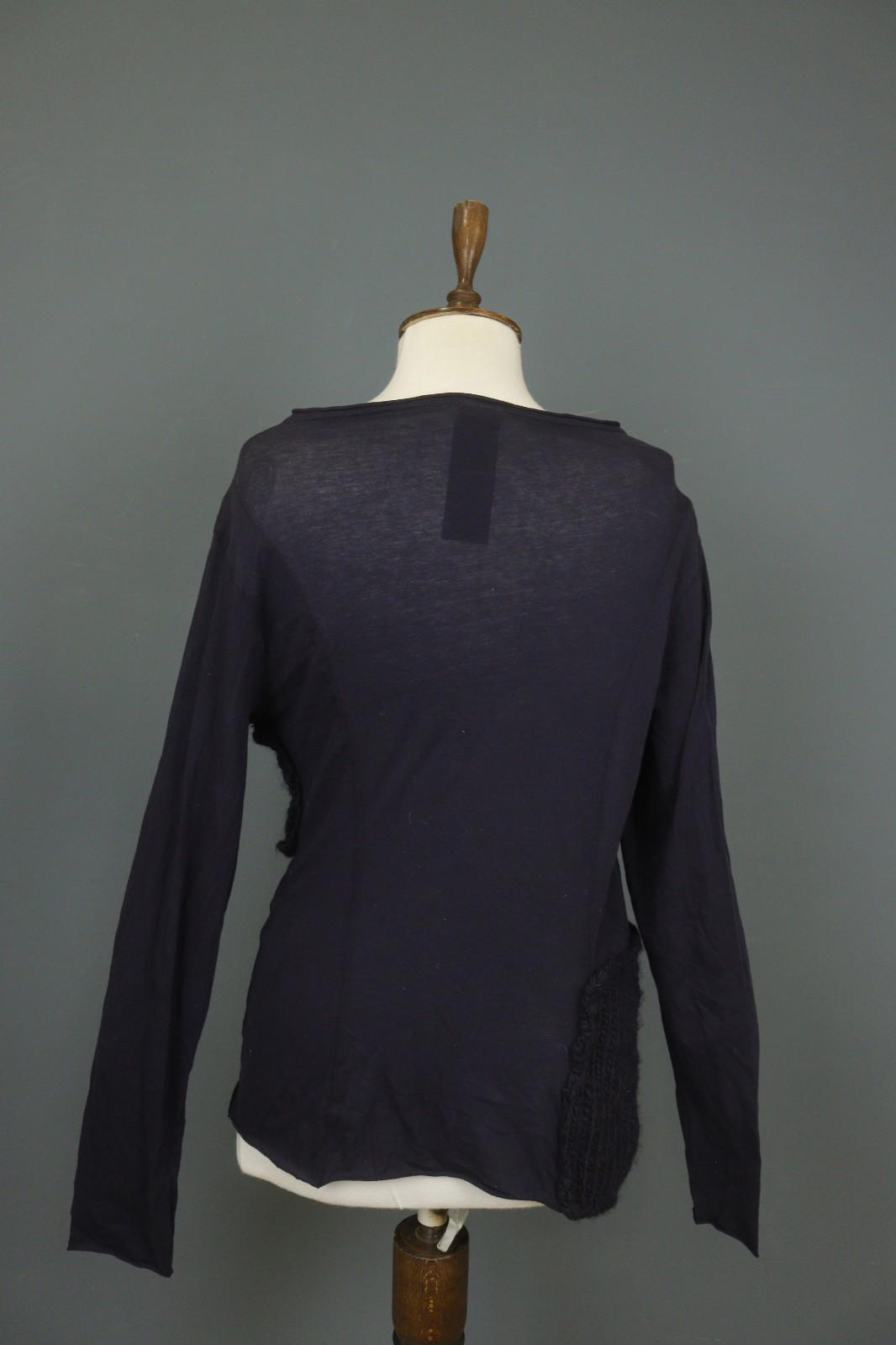 RUNDHOLZ Cardigan Navy Acrylic Knitted Regular Fit Long Sleeve Boat Neck Sz M