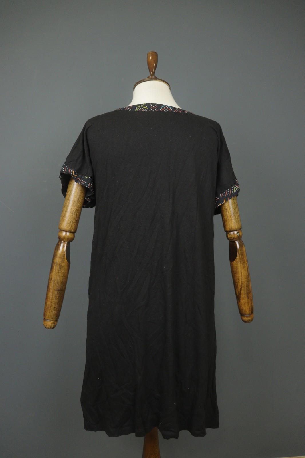 GUDRUN SJODEN Black Lyocell Patch Pocket Round Neck Pullover Shift Dress – Size M