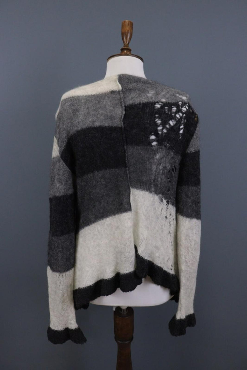 SARAH PACINI Multicolor Colorblock Mohair Wool Knit Cape Cardigan One Size