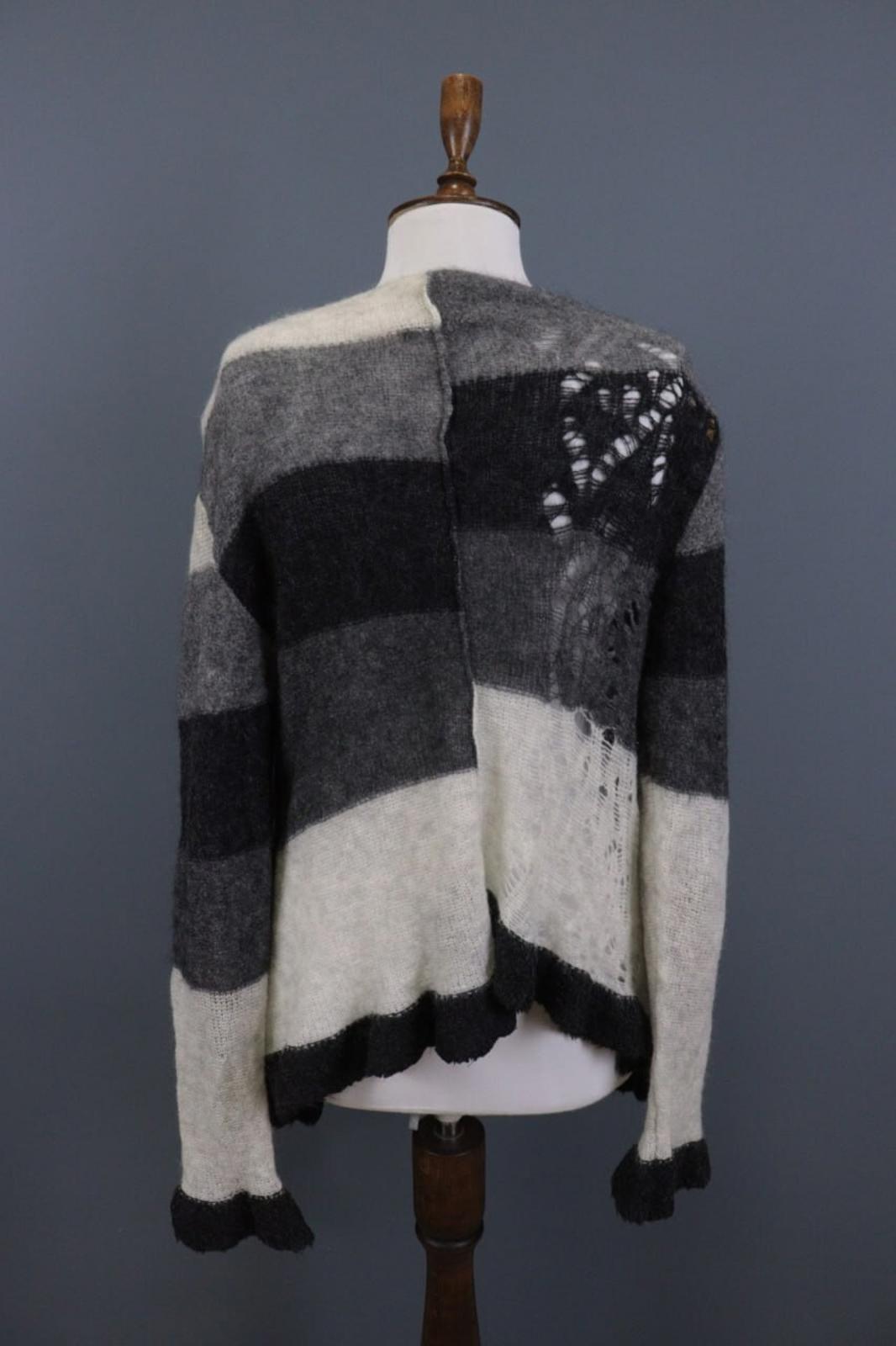 SARAH PACINI Multicolor Colorblock Mohair Wool Knit Cape Cardigan One Size