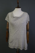 TRANSIT PAR SUCH Black and White Linen Short Sleeve Pocket Top Blouse – Size 4 – Used